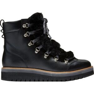 Cole‎ Haan Zerogrand Black Waterproof Leather Faux Fur Trim Hiker Boots 7.5 NEW